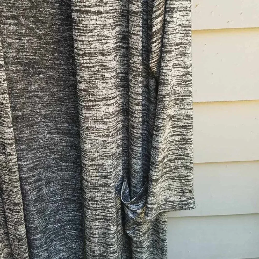 Worthington Maxi Black Gray Marled Open Front Cardigan size OX
